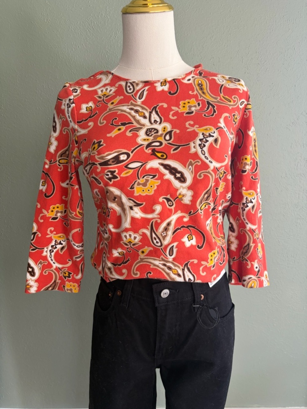 Charter Club Paisley Crewneck Long Sleeve Top Super Soft